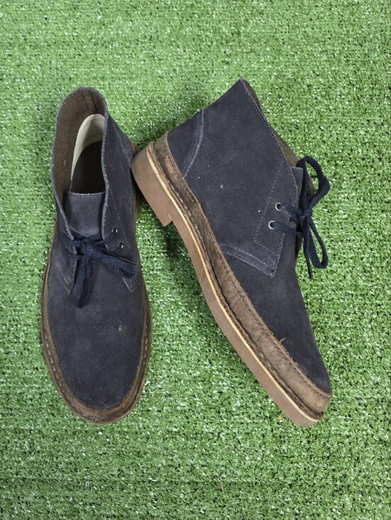 Clarks Bushacre Rand Genuine Leather Suede Chukka Boots Dark Navy Mens Size 9.5